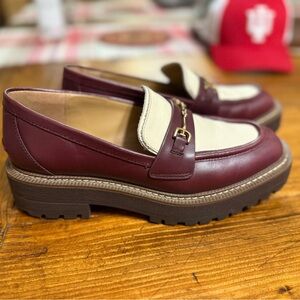 Sam Edelman Burgundy and Cream Loafers